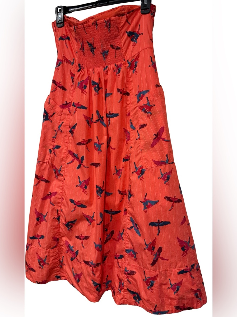 Free People 100% Cotton Sunshine Of Your Love Printed A-Line Sun Dress Coral 6 - Picture 7 of 10